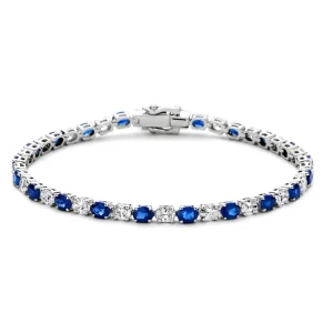 Armband witgoud briljant/saffier