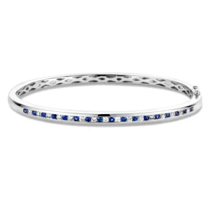 Armband witgoud briljant/saffier