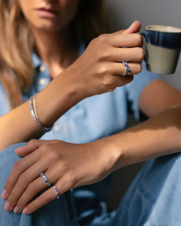 Armband witgoud briljant/saffier