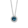 Collier witgoud briljant+london blue topaz