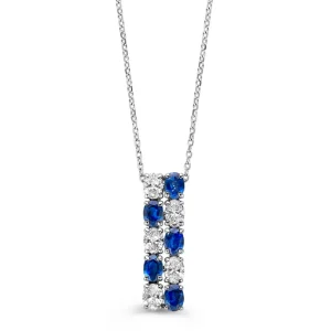 Collier witgoud briljant+saffier