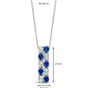 Collier witgoud briljant+saffier