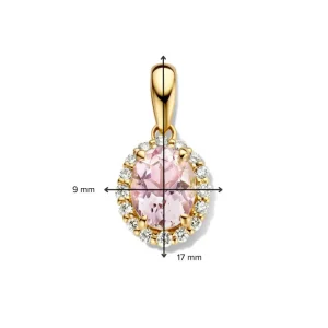 Gouden hanger met morganiet en diamant