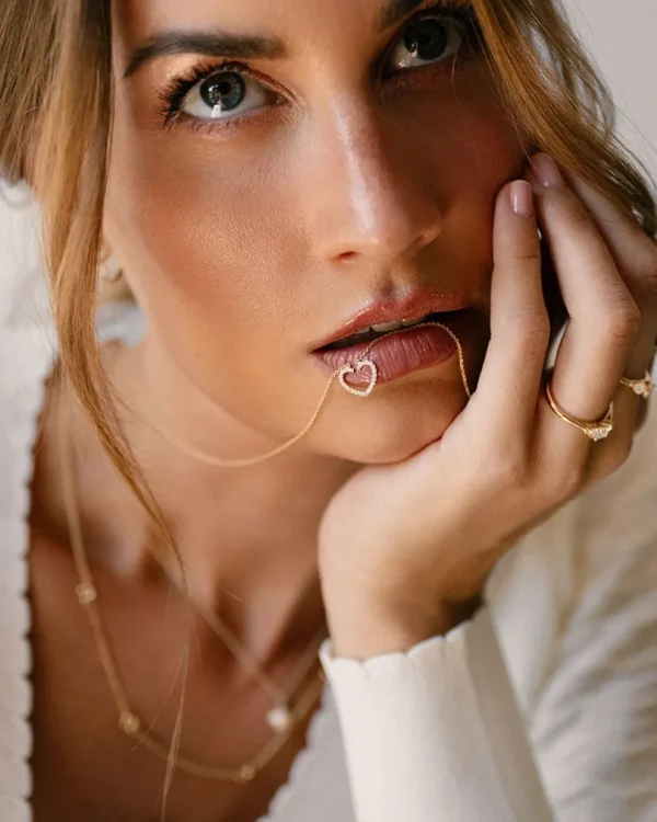 Gouden ketting met diamanten hartje CP117178
