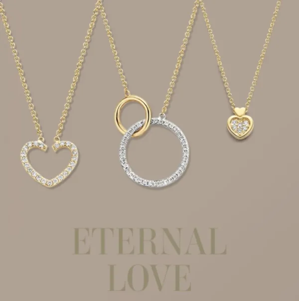 Gouden ketting met verbonden cirkels met diamant CP417185