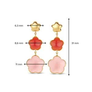 Gouden oorbellen met edelstenen bloemen OW137168