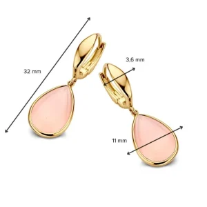 Gouden oorbellen met roze chalcedoon