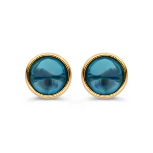 Oorstekers geelgoud london blue topaas