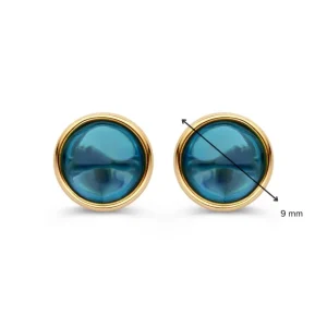 Oorstekers geelgoud london blue topaas