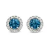 Oorstekers witgoud briljant+london blue topaz