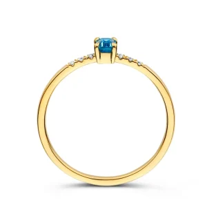 Ring geelgoud topaas + briljant