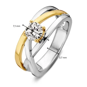 Ring zilver/goud zirkonia